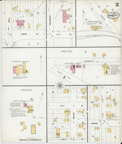 Sanborn Fire Insurance Map from Mound City, Holt County, Missouri (1900), Sheet #0002 - Complete Map Set gallery image, historic Sanborn map, vintage wall art, Missouri Missouri