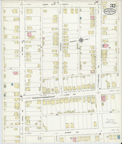 Sanborn Fire Insurance Map from Uniontown, Fayette County, Pennsylvania (1914), Sheet #0032 - Complete Map Set gallery image, historic Sanborn map, vintage wall art, Pennsylvania Pennsylvania