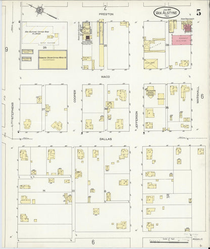Sanborn Fire Insurance Map from Van Alstyne, Grayson County, Texas (1914), Sheet #0005 - Complete Map Set gallery image, historic Sanborn map, vintage wall art, Texas Texas