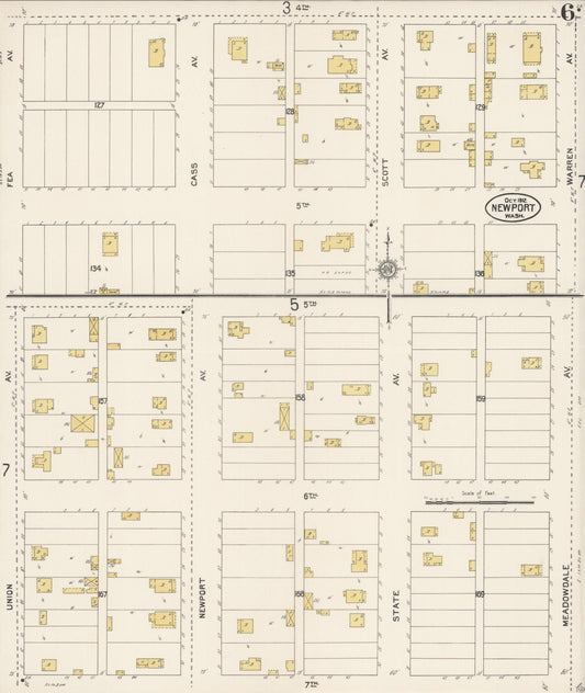 Sanborn Fire Insurance Map from Newport, Pend Orielle County, Washington (1912), Sheet #0006 - Historic Sanborn Fire Insurance Map Print, vintage old map wall art, antique decor, genealogy gift, Washington Washington map