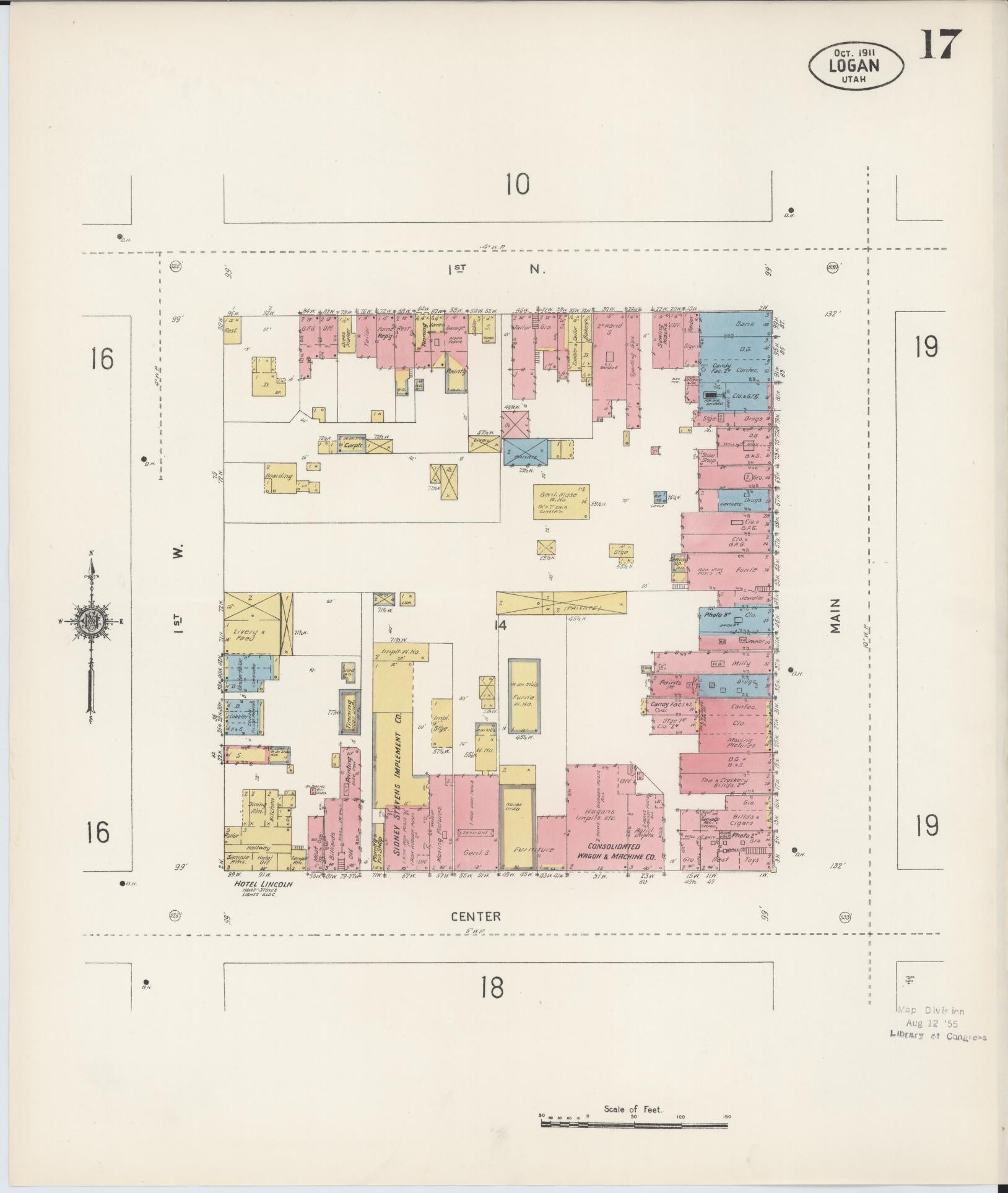Sanborn Fire Insurance Map from Logan, Cache County, Utah (1911), Sheet #0017 - Complete Map Set gallery image, historic Sanborn map, vintage wall art, Utah Utah