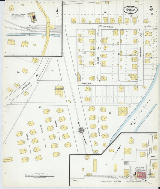 Sanborn Fire Insurance Map from Harlan, Harlan County, Kentucky (1919), Sheet #0005 - Historic Sanborn Fire Insurance Map Print, vintage old map wall art, antique decor, genealogy gift, Kentucky Kentucky map