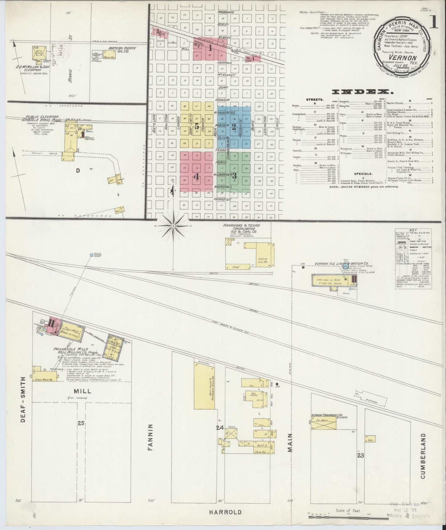 Sanborn Fire Insurance Map from Vernon, Wilbarger County, Texas. (1896) – Historic Sanborn Fire Insurance Map Print