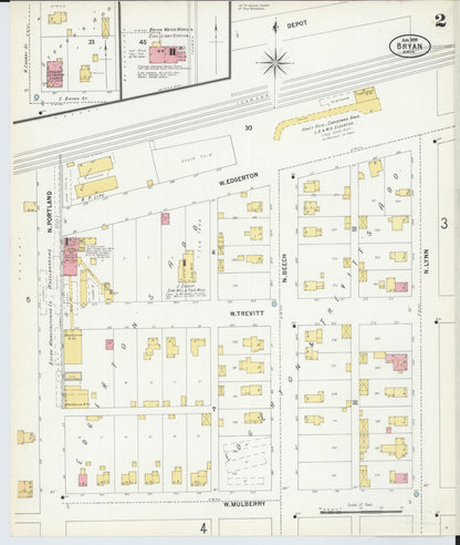 Sanborn Fire Insurance Map from Bryan, Williams County, Ohio (1899), Sheet #0002 - Historic Sanborn Fire Insurance Map Print, vintage old map wall art, antique decor, genealogy gift, Ohio Ohio map