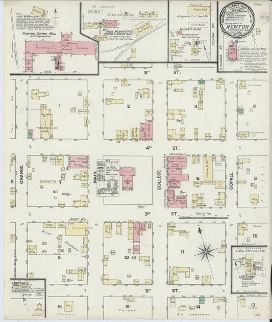 Sanborn Fire Insurance Map from Newton, Catawba County, North Carolina (1890), Sheet #0001 - Historic Sanborn Fire Insurance Map Print, vintage old map wall art, antique decor, genealogy gift, North Carolina North Carolina map