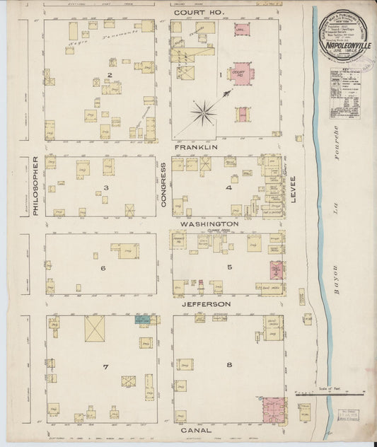 Sanborn Fire Insurance Map from Napoleonville, Assumption Parish, Louisiana. (1885) – Historic Sanborn Fire Insurance Map Print