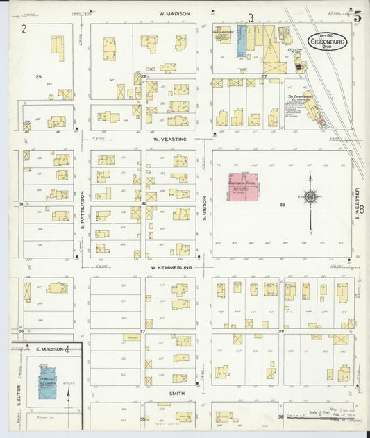 Sanborn Fire Insurance Map from Gibsonburg, Sandusky County, Ohio (1910), Sheet #0005 - Historic Sanborn Fire Insurance Map Print, vintage old map wall art, antique decor, genealogy gift, Ohio Ohio map