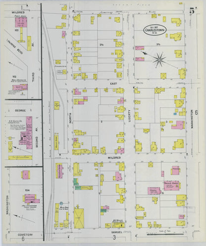 Sanborn Fire Insurance Map from Charles Town, Jefferson County, West Virginia (1907), Sheet #0005 - Complete Map Set gallery image, historic Sanborn map, vintage wall art, West Virginia West Virginia
