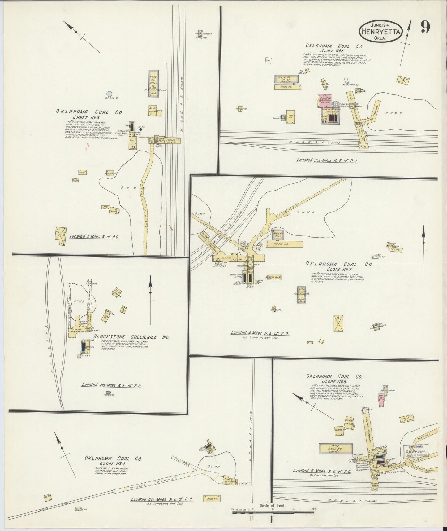 Sanborn Fire Insurance Map from Henryetta, Okmulgee County, Oklahoma (1914), Sheet #0009 - Historic Sanborn Fire Insurance Map Print, vintage old map wall art, antique decor, genealogy gift, Oklahoma Oklahoma map