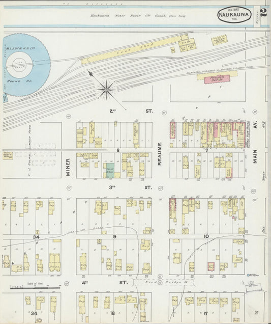 Sanborn Fire Insurance Map from Kaukauna, Outagamie County, Wisconsin (1890), Sheet #0002 - Historic Sanborn Fire Insurance Map Print, vintage old map wall art, antique decor, genealogy gift, Wisconsin Wisconsin map