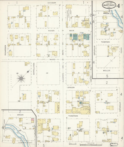 Sanborn Fire Insurance Map from Martinez, Contra Costa County, California (1897), Sheet #0004 - Complete Map Set gallery image, historic Sanborn map, vintage wall art, California California