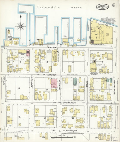 Sanborn Fire Insurance Map from Astoria, Clatsop County, Oregon (1892), Sheet #0004 - Complete Map Set gallery image, historic Sanborn map, vintage wall art, Oregon Oregon
