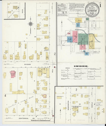 Sanborn Fire Insurance Map from Sparta, Kent County, Michigan (1910), Sheet #0001 - Historic Sanborn Fire Insurance Map Print, vintage old map wall art, antique decor, genealogy gift, Michigan Michigan map