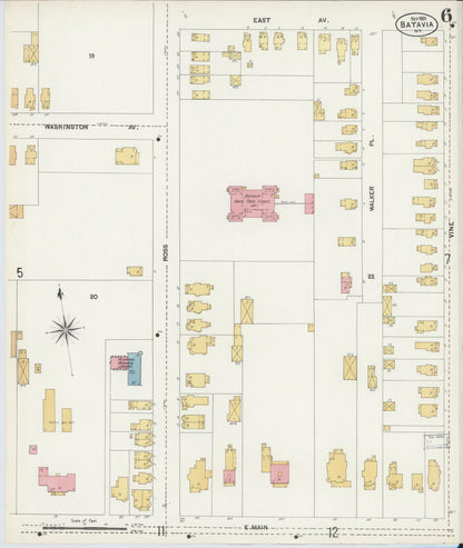 Sanborn Fire Insurance Map from Batavia, Genesee County, New York (1901), Sheet #0006 - Historic Sanborn Fire Insurance Map Print, vintage old map wall art, antique decor, genealogy gift, New York New York map
