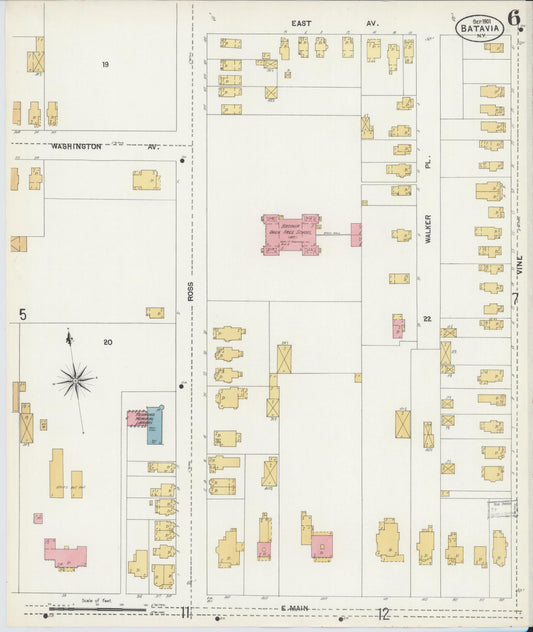 Sanborn Fire Insurance Map from Batavia, Genesee County, New York (1901), Sheet #0006 - Historic Sanborn Fire Insurance Map Print, vintage old map wall art, antique decor, genealogy gift, New York New York map