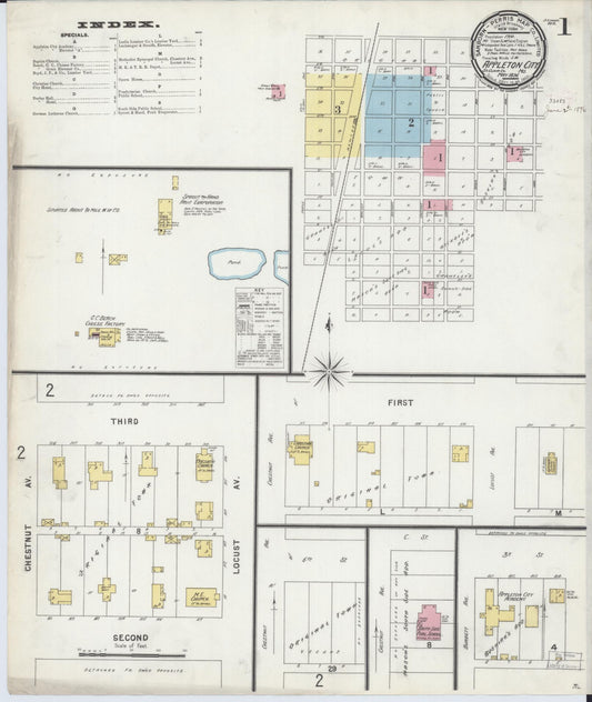 Sanborn Fire Insurance Map from Appleton City, Saint Clair County, Missouri (1896), Sheet #0001 - Complete Map Set gallery image, historic Sanborn map, vintage wall art, Missouri Missouri