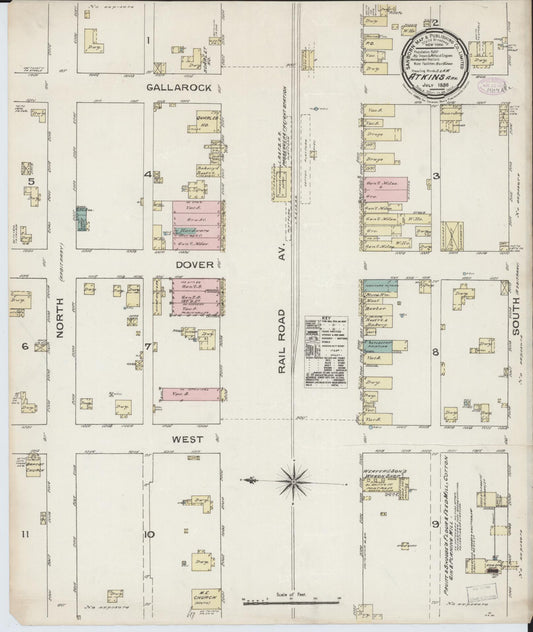 Sanborn Fire Insurance Map from Atkins, Pope County, Arkansas (1886), Sheet #0001 - Historic Sanborn Fire Insurance Map Print, vintage old map wall art, antique decor, genealogy gift, Arkansas Arkansas map