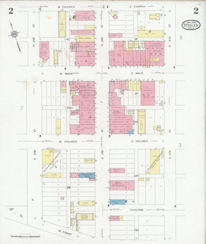 Sanborn Fire Insurance Map from Stigler, Haskell County, Oklahoma (1931), Sheet #0002 - Complete Map Set gallery image, historic Sanborn map, vintage wall art, Oklahoma Oklahoma