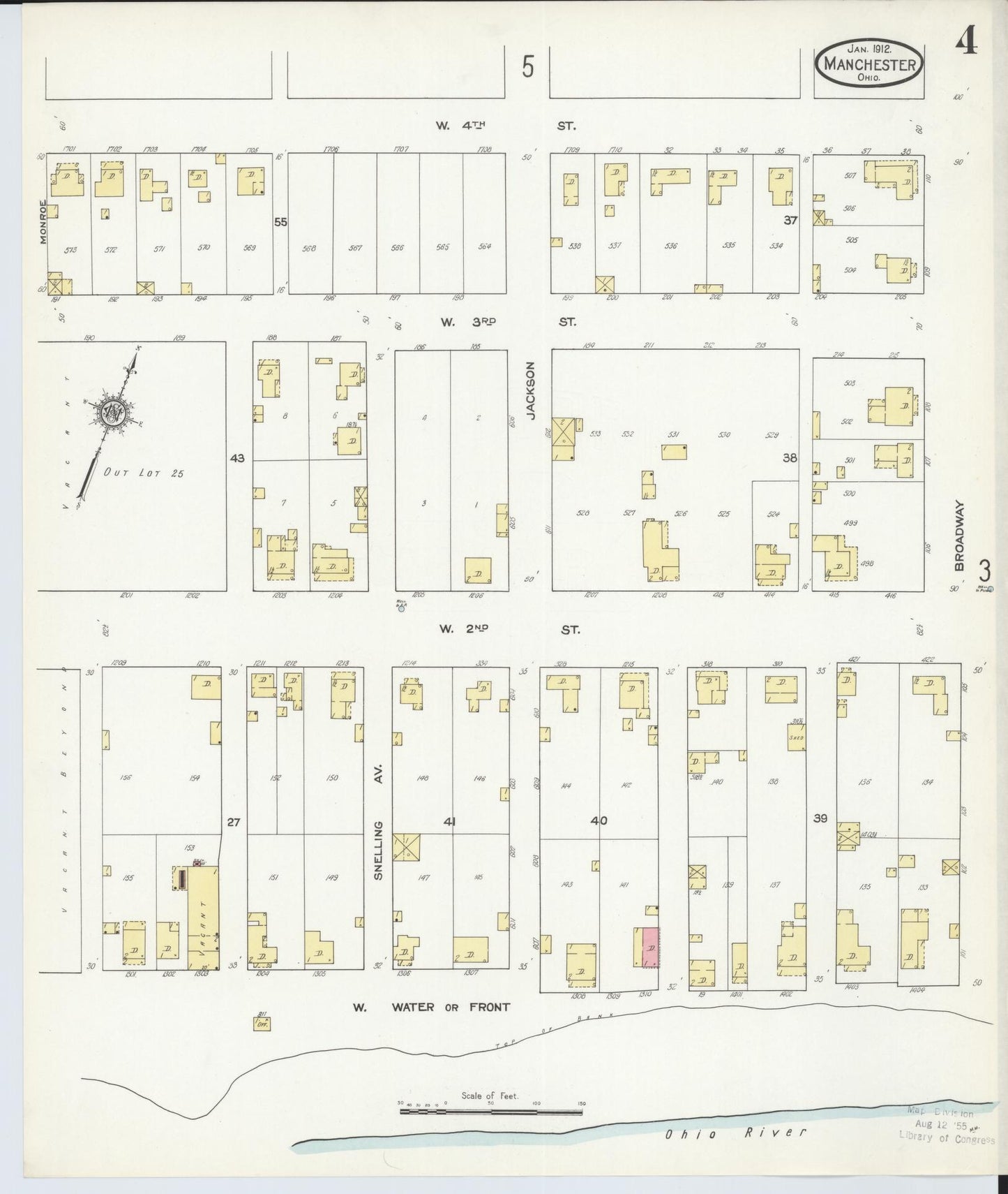 Sanborn Fire Insurance Map from Manchester, Adams County, Ohio. (1912), Sheet 4 – Historic Sanborn Fire Insurance Map Print