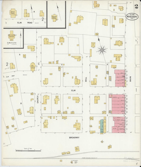 Sanborn Fire Insurance Map from Winnsboro, Wood County, Texas (1899), Sheet #0002 - Historic Sanborn Fire Insurance Map Print, vintage old map wall art, antique decor, genealogy gift, Texas Texas map