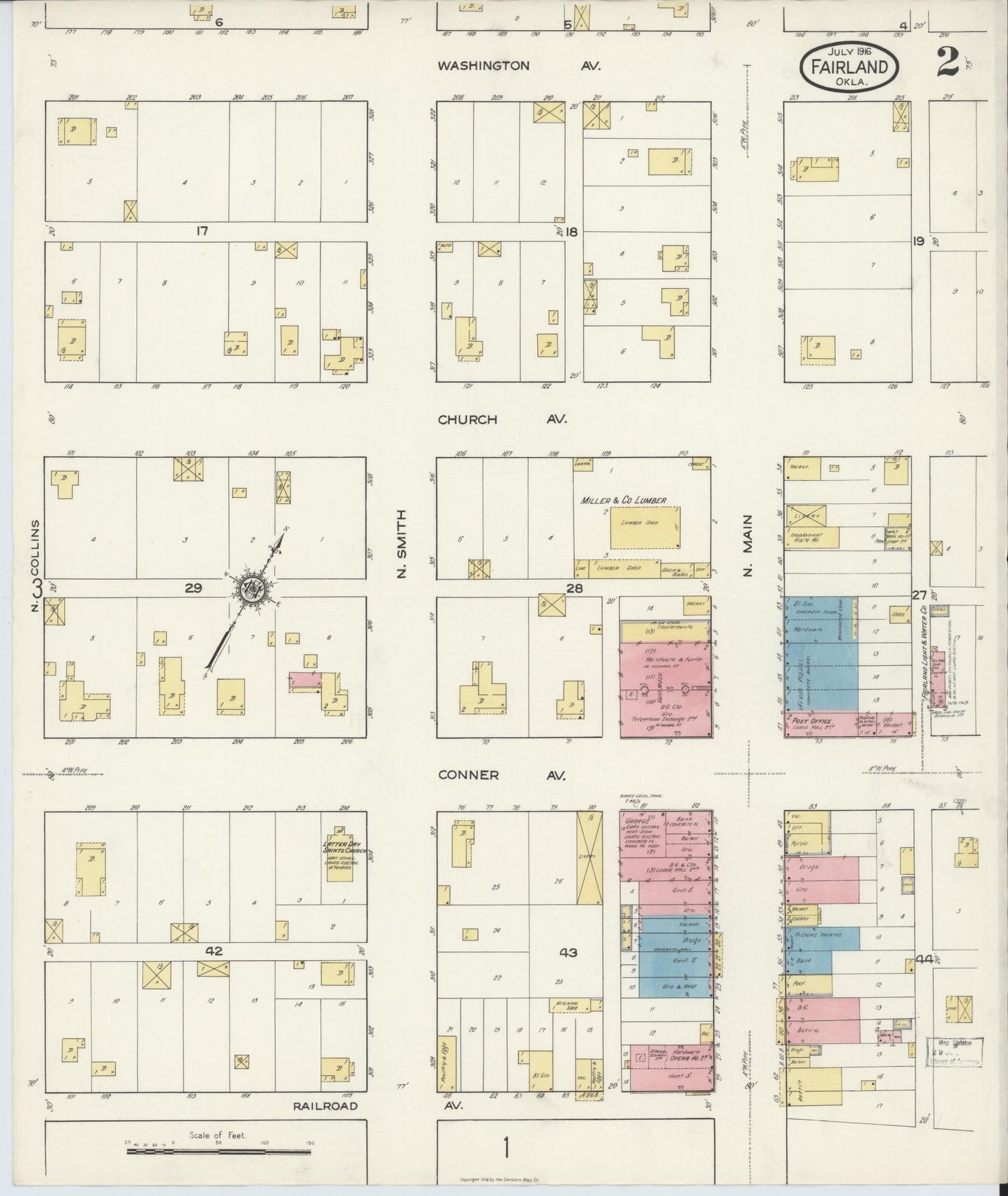 Sanborn Fire Insurance Map from Fairland, Ottawa County, Oklahoma (1916), Sheet #0002 - Historic Sanborn Fire Insurance Map Print, vintage old map wall art, antique decor, genealogy gift, Oklahoma Oklahoma map