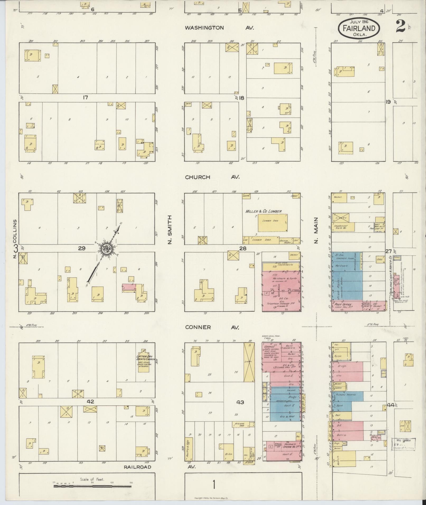 Sanborn Fire Insurance Map from Fairland, Ottawa County, Oklahoma (1916), Sheet #0002 - Historic Sanborn Fire Insurance Map Print, vintage old map wall art, antique decor, genealogy gift, Oklahoma Oklahoma map