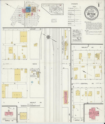 Sanborn Fire Insurance Map from Afton, Ottawa County, Oklahoma (1917), Sheet #0001 - Complete Map Set gallery image, historic Sanborn map, vintage wall art, Oklahoma Oklahoma