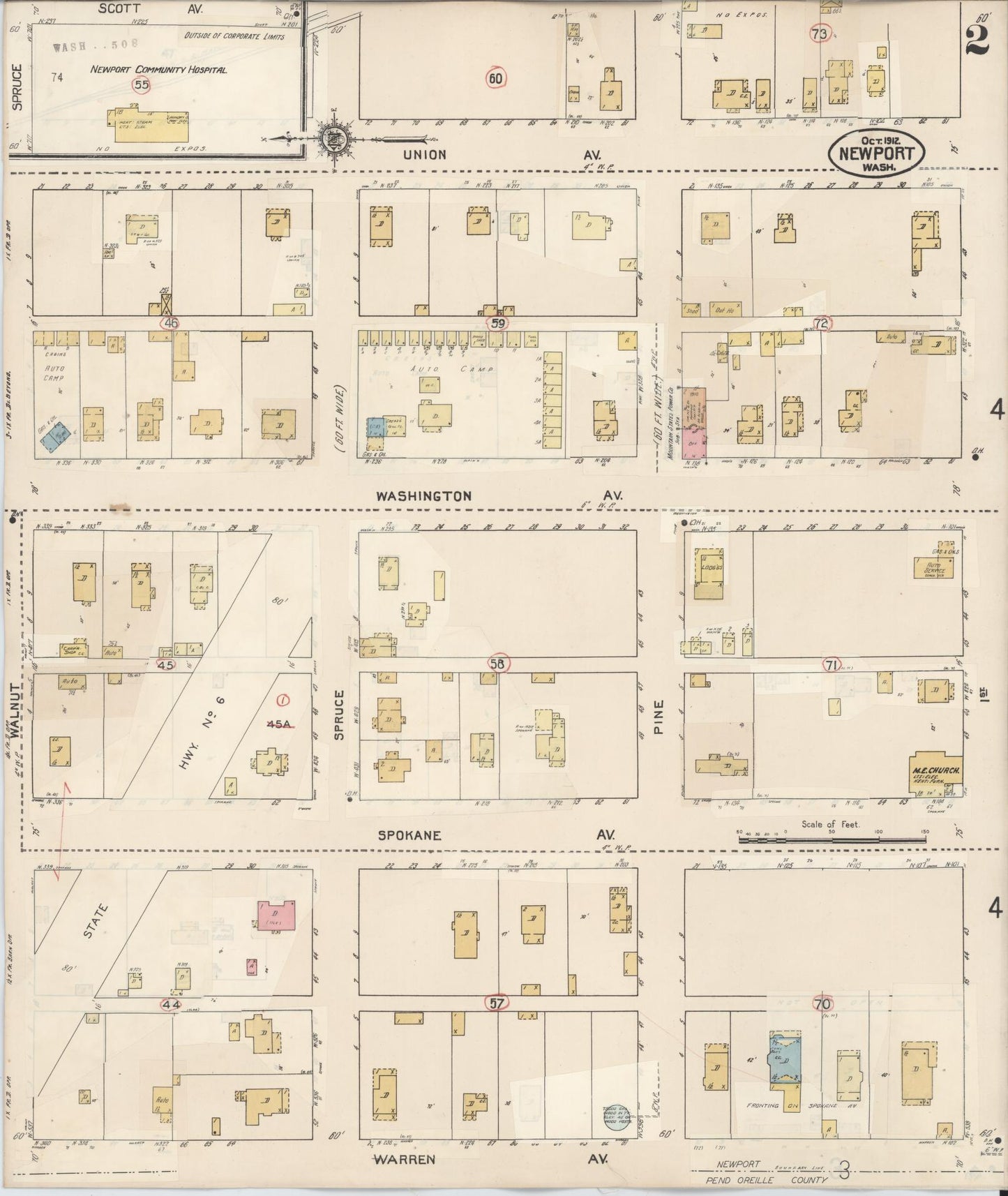 Sanborn Fire Insurance Map from Newport, Pend Orielle County, Washington (1940), Sheet #0002 - Complete Map Set gallery image, historic Sanborn map, vintage wall art, Washington Washington