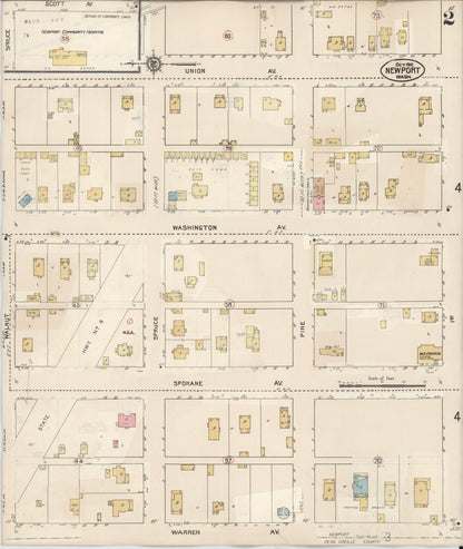 Sanborn Fire Insurance Map from Newport, Pend Orielle County, Washington (1940), Sheet #0002 - Complete Map Set gallery image, historic Sanborn map, vintage wall art, Washington Washington