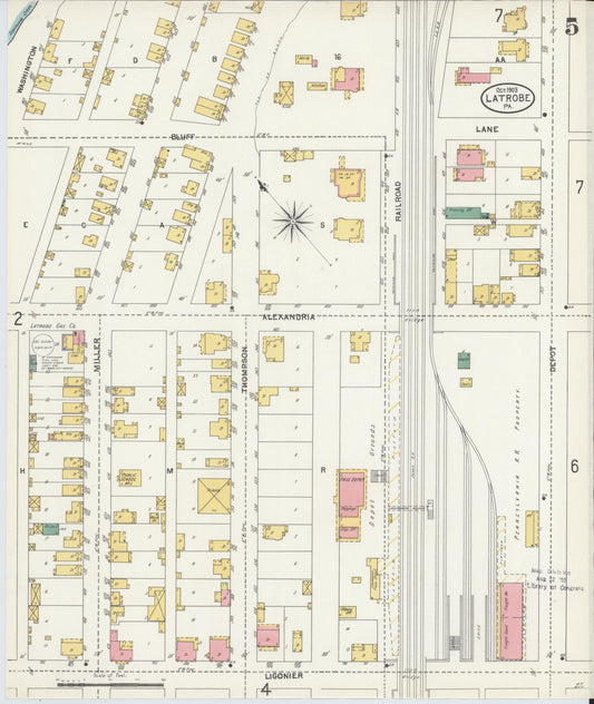 Sanborn Fire Insurance Map from Latrobe, Westmoreland County, Pennsylvania (1903), Sheet #0005 - Historic Sanborn Fire Insurance Map Print, vintage old map wall art, antique decor, genealogy gift, Pennsylvania Pennsylvania map