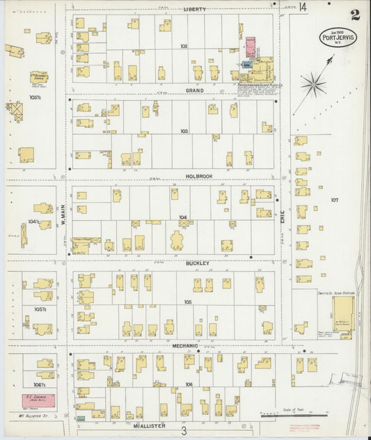 Sanborn Fire Insurance Map from Port Jervis, Orange County, New York (1900), Sheet #0002 - Historic Sanborn Fire Insurance Map Print, vintage old map wall art, antique decor, genealogy gift, New York New York map