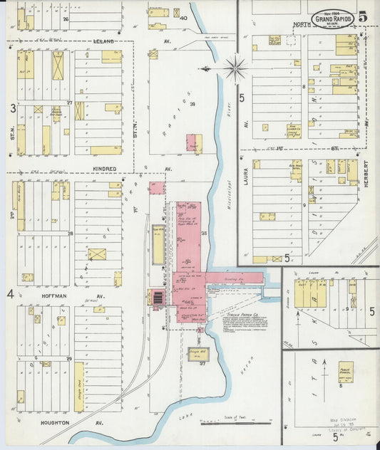 Sanborn Fire Insurance Map from Grand Rapids, Itasca County, Minnesota (1904), Sheet #0005 - Historic Sanborn Fire Insurance Map Print, vintage old map wall art, antique decor, genealogy gift, Minnesota Minnesota map