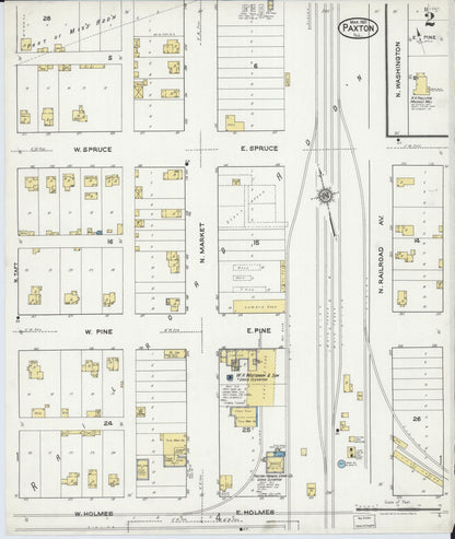Sanborn Fire Insurance Map from Paxton, Ford County, Illinois (1921), Sheet #0002 - Complete Map Set gallery image, historic Sanborn map, vintage wall art, Illinois Illinois