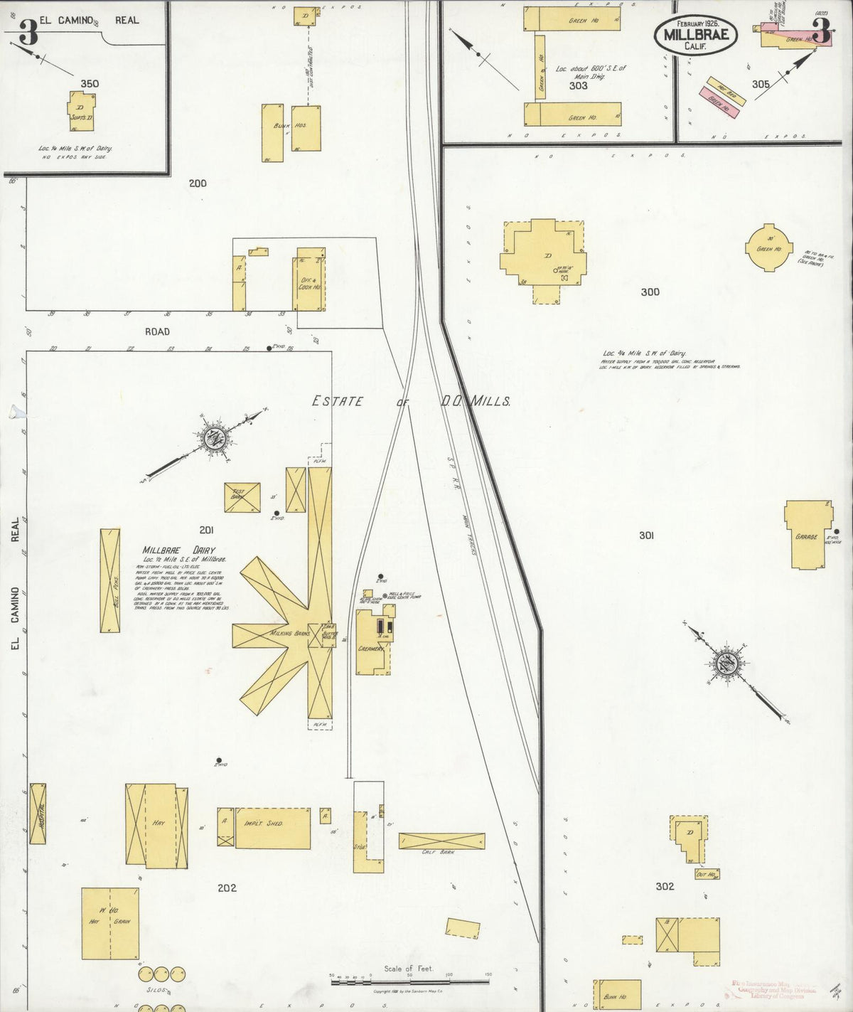 Sanborn Fire Insurance Map from Millbrae, San Mateo County, California (1926), Sheet #0003 - Complete Map Set gallery image, historic Sanborn map, vintage wall art, California California