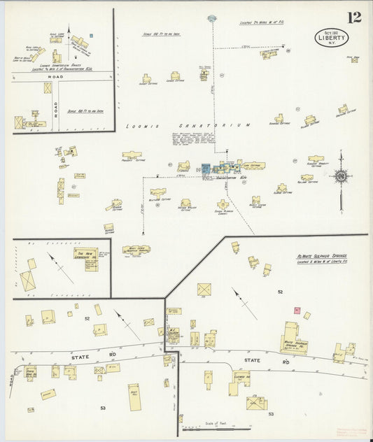 Sanborn Fire Insurance Map from Liberty, Sullivan County, New York (1911), Sheet #0012 - Historic Sanborn Fire Insurance Map Print, vintage old map wall art, antique decor, genealogy gift, New York New York map