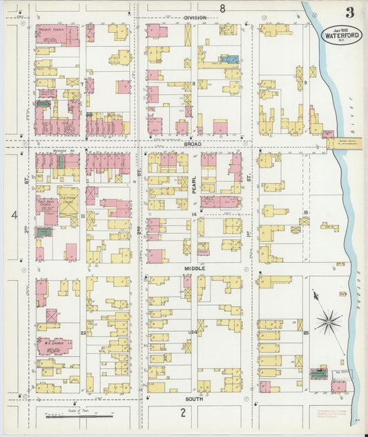 Sanborn Fire Insurance Map from Waterford, Saratoga County, New York (1902), Sheet #0003 - Historic Sanborn Fire Insurance Map Print, vintage old map wall art, antique decor, genealogy gift, New York New York map