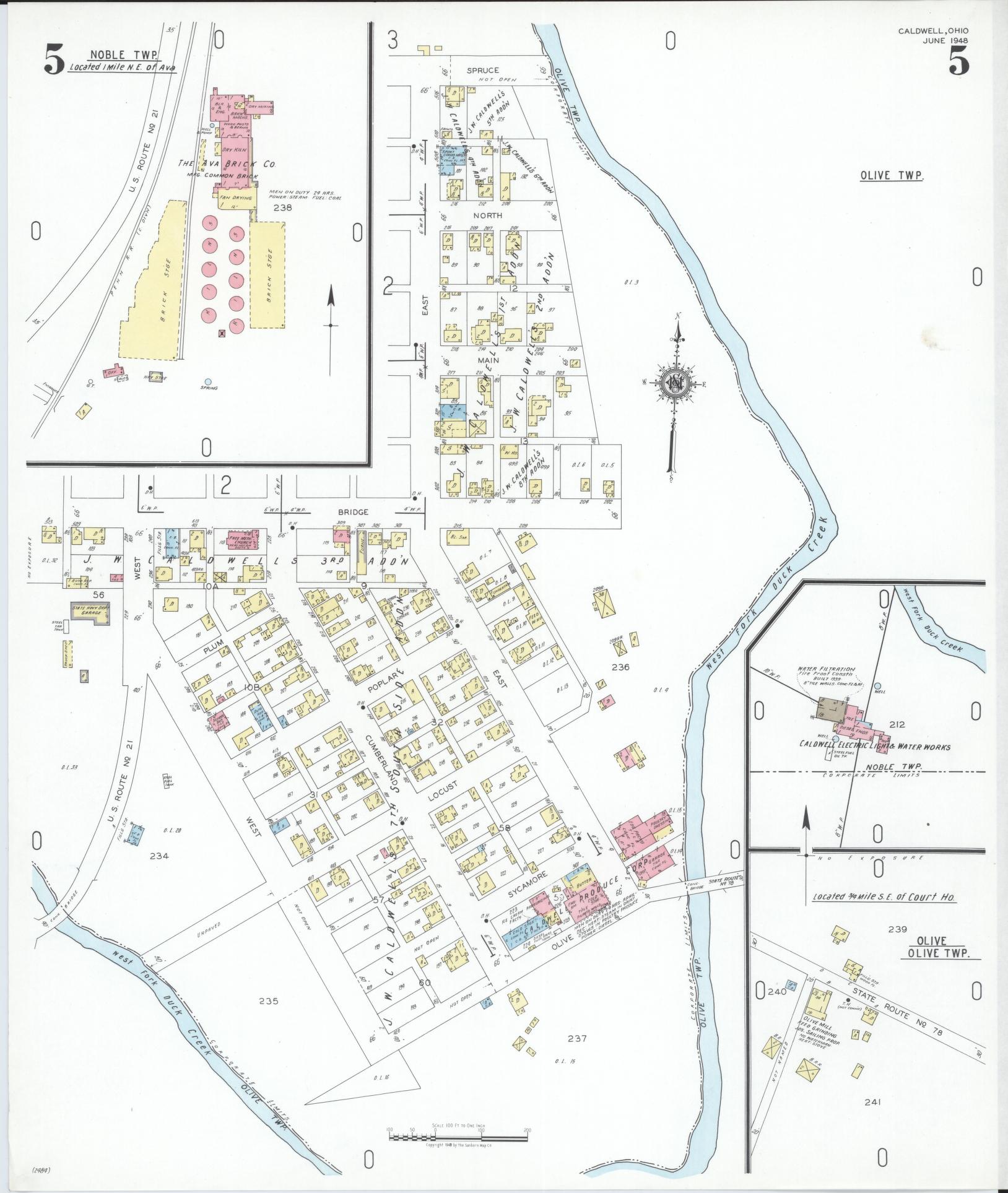 Sanborn Fire Insurance Map from Caldwell, Noble County, Ohio (1948), Sheet #0005 - Complete Map Set gallery image, historic Sanborn map, vintage wall art, Ohio Ohio
