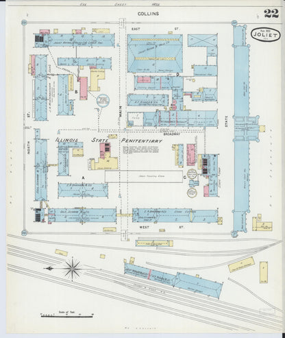Sanborn Fire Insurance Map from Joliet, Will County, Illinois (1891), Sheet #0022 - Complete Map Set gallery image, historic Sanborn map, vintage wall art, Illinois Illinois