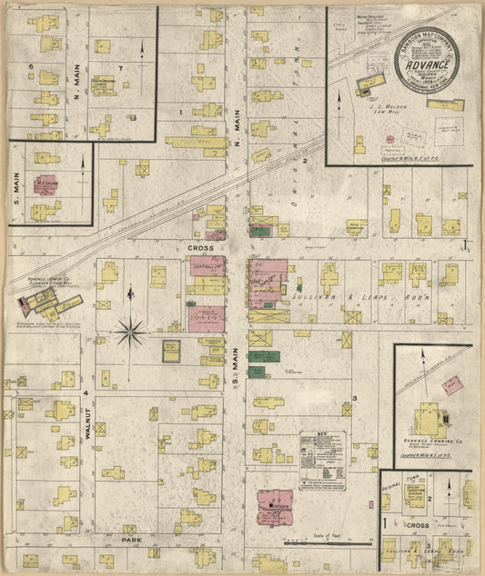 Sanborn Fire Insurance Map from Advance, Boone County, Indiana (1909), Sheet #0001 - Historic Sanborn Fire Insurance Map Print, vintage old map wall art, antique decor, genealogy gift, Indiana Indiana map
