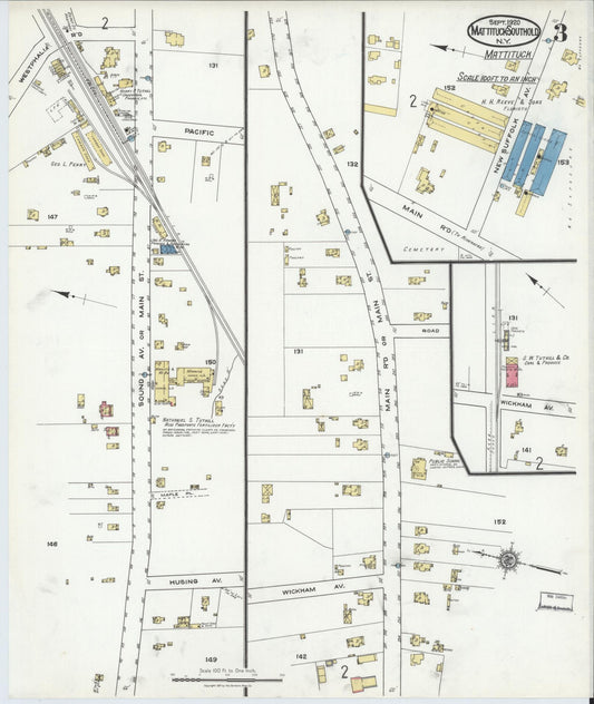 Sanborn Fire Insurance Map from Mattituck-southold, Suffolk County, New York (1920), Sheet #0003 - Historic Sanborn Fire Insurance Map Print, vintage old map wall art, antique decor, genealogy gift, New York New York map