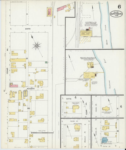 Sanborn Fire Insurance Map from South Pittsburg, Marion County, Tennessee (1902), Sheet #0006 - Complete Map Set gallery image, historic Sanborn map, vintage wall art, Tennessee Tennessee