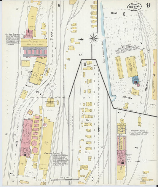 Sanborn Fire Insurance Map from Red Wing, Goodhue County, Minnesota (1902), Sheet #0009 - Historic Sanborn Fire Insurance Map Print, vintage old map wall art, antique decor, genealogy gift, Minnesota Minnesota map