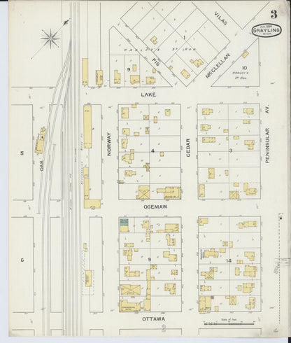 Sanborn Fire Insurance Map from Grayling, Crawford County, Michigan (1894), Sheet #0003 - Complete Map Set gallery image, historic Sanborn map, vintage wall art, Michigan Michigan