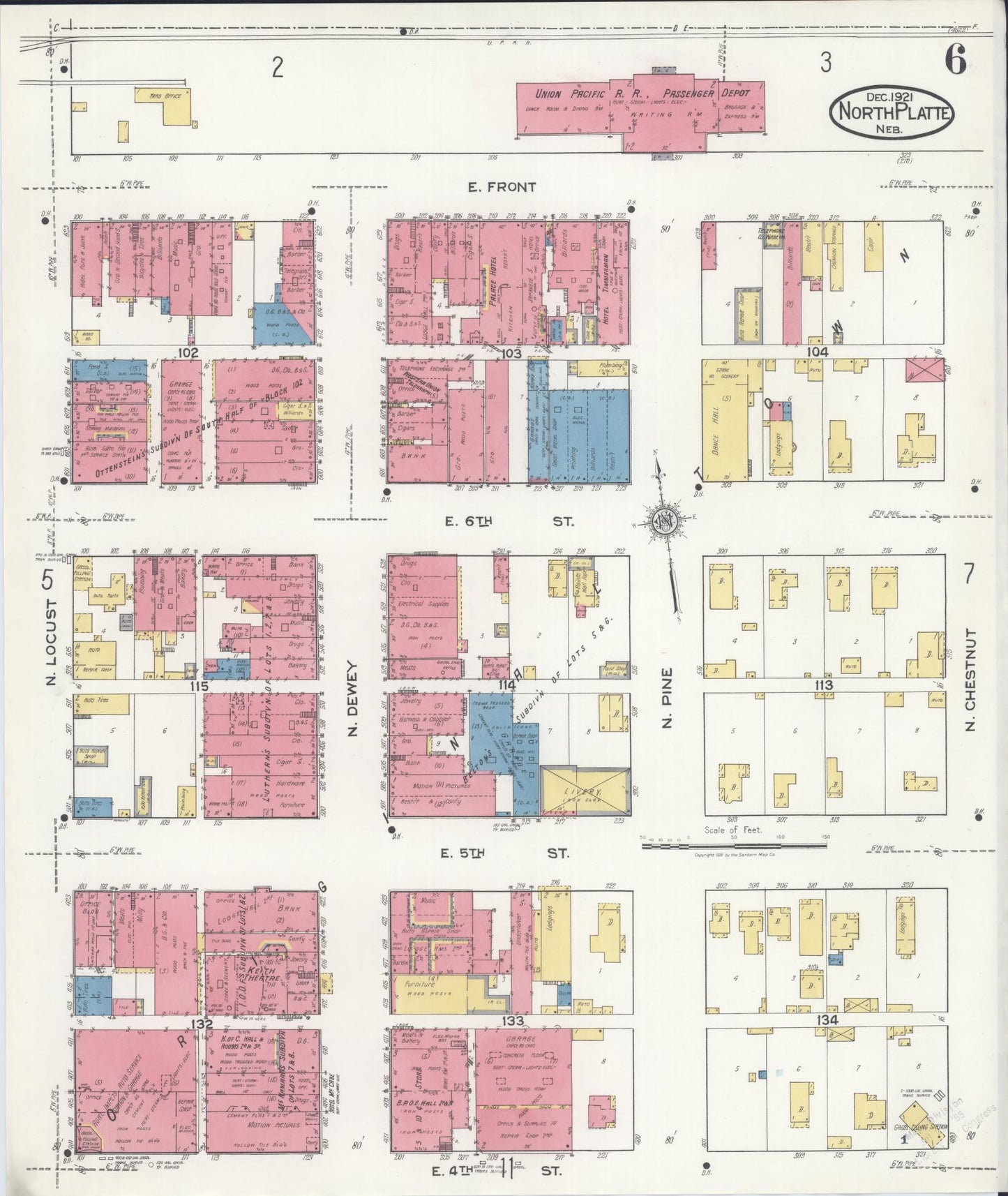 Sanborn Fire Insurance Map from North Platte, Lincoln County, Nebraska (1921), Sheet #0006 - Complete Map Set gallery image, historic Sanborn map, vintage wall art, Nebraska Nebraska
