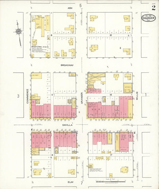 Sanborn Fire Insurance Map from Granger, Williamson County, Texas (1921), Sheet #0002 - Historic Sanborn Fire Insurance Map Print, vintage old map wall art, antique decor, genealogy gift, Texas Texas map