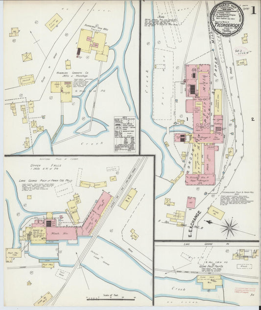 Sanborn Fire Insurance Map from Ticonderoga, Essex County, New York (1890), Sheet #0001 - Complete Map Set gallery image, historic Sanborn map, vintage wall art, New York New York
