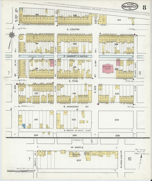 Sanborn Fire Insurance Map from Mahanoy City, Schuylkill County, Pennsylvania (1920), Sheet #0008 - Historic Sanborn Fire Insurance Map Print, vintage old map wall art, antique decor, genealogy gift, Pennsylvania Pennsylvania map