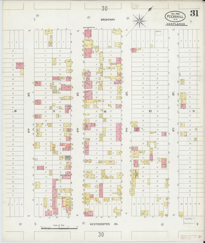 Sanborn Fire Insurance Map from Peekskill, Westchester County, New York (1905), Sheet #0031 - Complete Map Set gallery image, historic Sanborn map, vintage wall art, New York New York