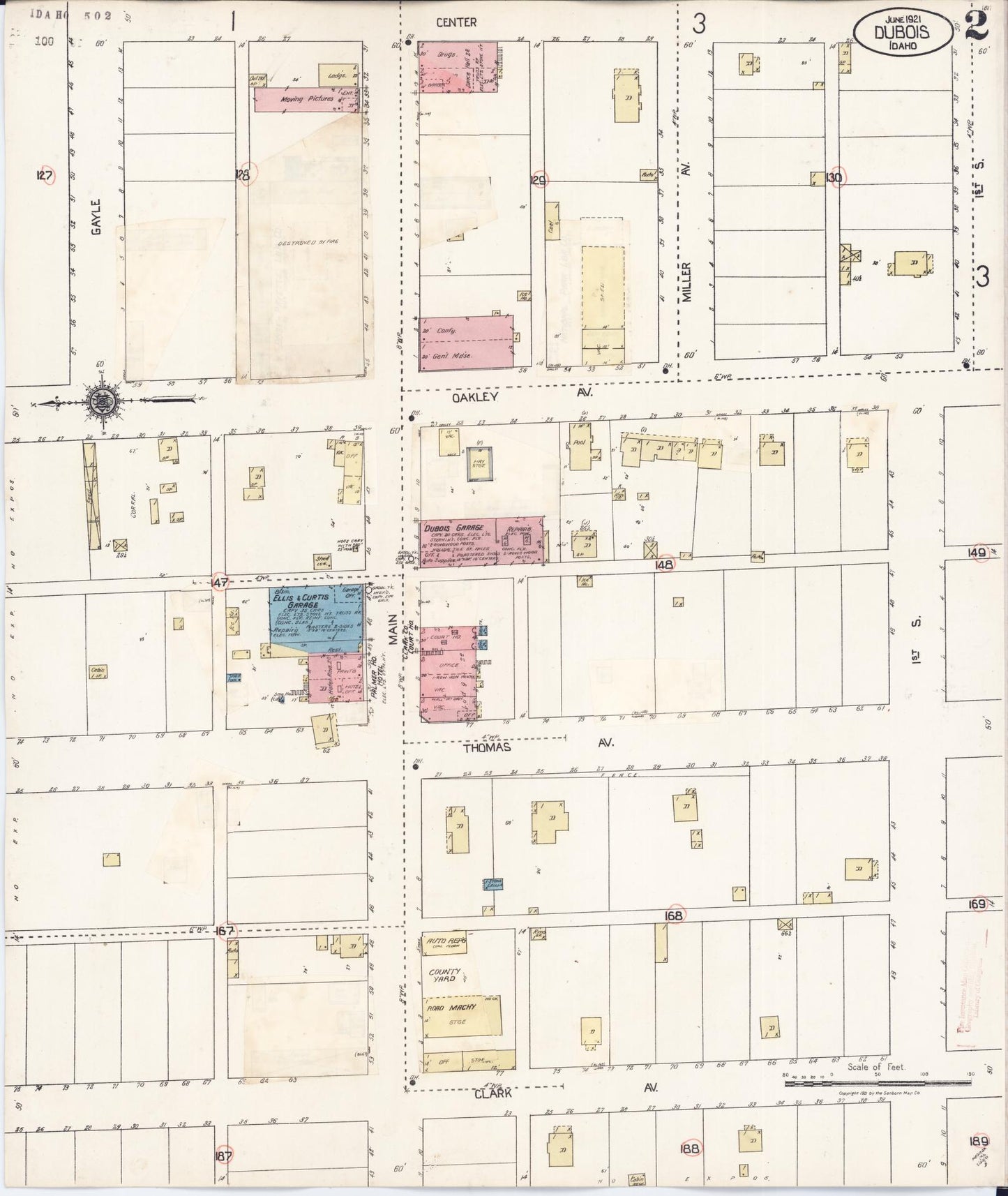 Sanborn Fire Insurance Map from Dubois, Clark County, Idaho (1929), Sheet #0002 - Complete Map Set gallery image, historic Sanborn map, vintage wall art, Idaho Idaho