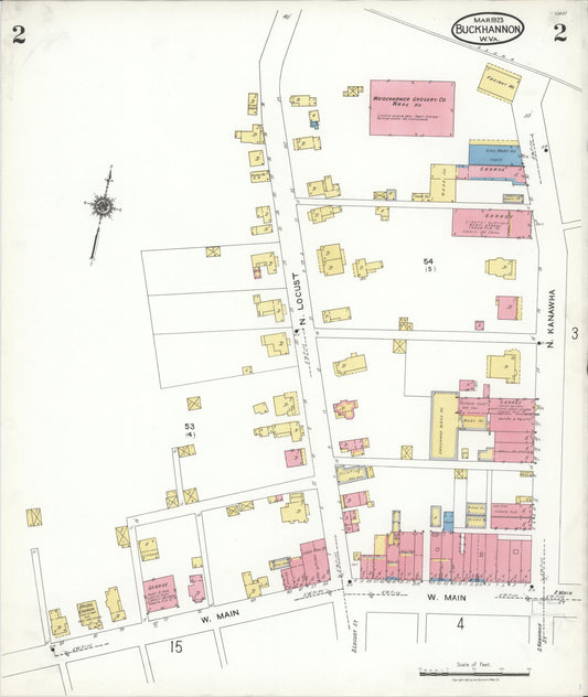 Sanborn Fire Insurance Map from Buckhannon, Upshur County, West Virginia (1923), Sheet #0002 - Historic Sanborn Fire Insurance Map Print, vintage old map wall art, antique decor, genealogy gift, West Virginia West Virginia map